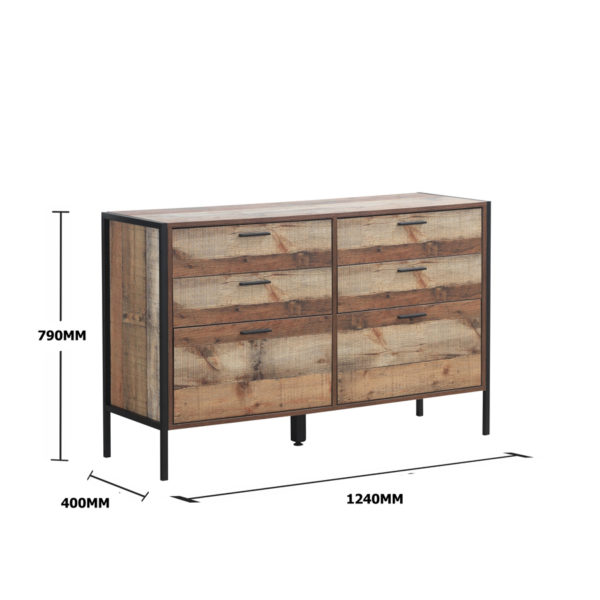 Trimdon 6 Drawer Chest | Reclaimed Rustic Oak | Self Assembly