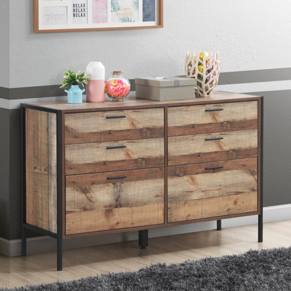 Trimdon 6 Drawer Chest | Reclaimed Rustic Oak | Self Assembly