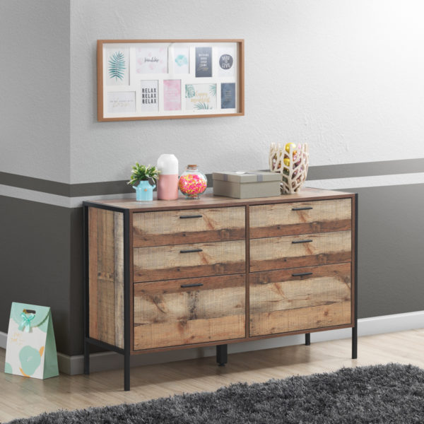 Trimdon 6 Drawer Chest | Reclaimed Rustic Oak | Self Assembly