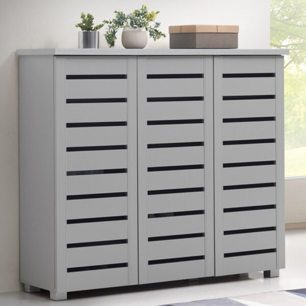 Colbrook Grey 3 Door Shoe Cabinet | Grey | Self Assembly