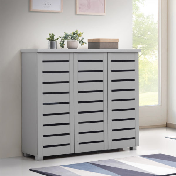 Colbrook Grey 3 Door Shoe Cabinet | Grey | Self Assembly