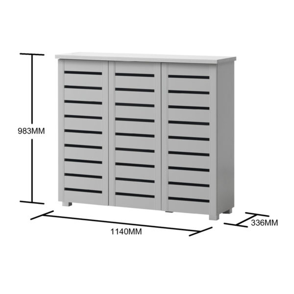 Colbrook Grey 3 Door Shoe Cabinet | Grey | Self Assembly