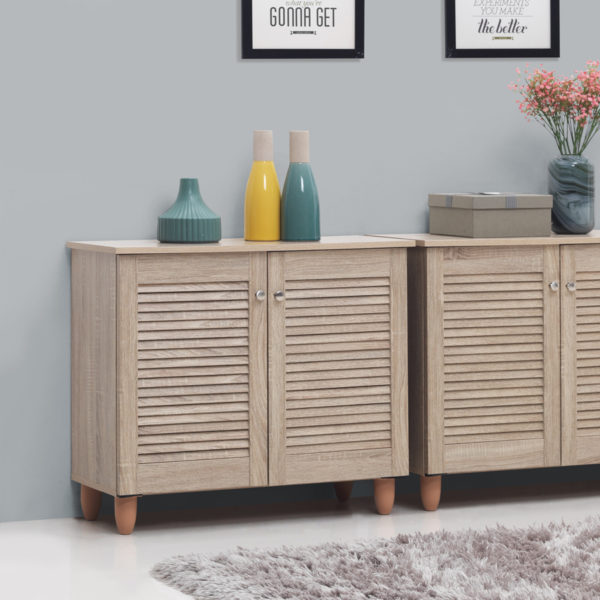 Colbrook Oak 2 Door Shoe Cabinet | Oak | Self Assembly