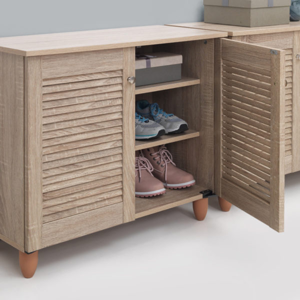 Colbrook Oak 2 Door Shoe Cabinet | Oak | Self Assembly
