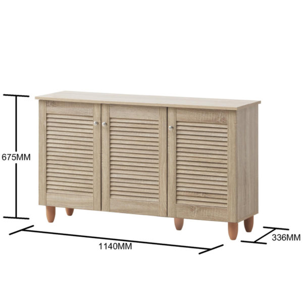 Colbrook Oak 3 Door Shoe Cabinet | Oak | Self Assembly