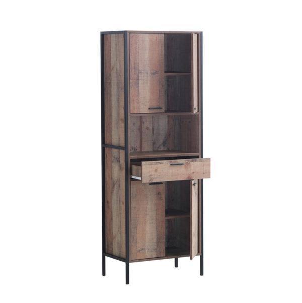 Trimdon Tall Storage Cabinet | Rustic Oak | Self Assembly