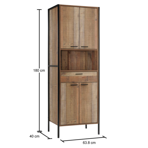 Trimdon Tall Storage Cabinet | Rustic Oak | Self Assembly