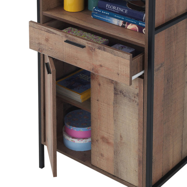 Trimdon Tall Storage Cabinet | Rustic Oak | Self Assembly