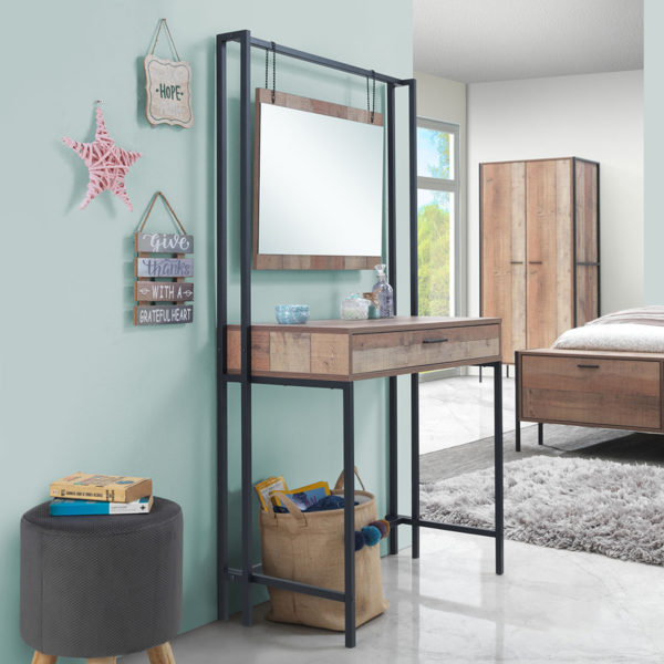 Trimdon Dressing Table with Mirror | Rustic Oak | Self Assembly