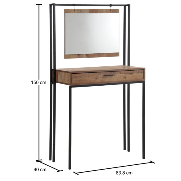 Trimdon Dressing Table with Mirror | Rustic Oak | Self Assembly