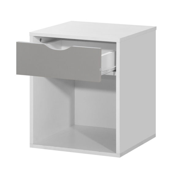 Trent Nightstand with 1 Drawer | White & Grey | Bedside Table  | Self Assembly