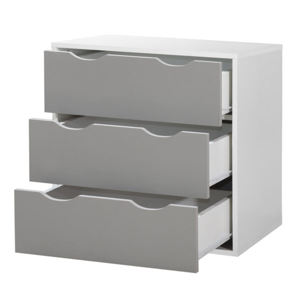 Trent 3 Drawer Chest | White & Grey | Self Assembly