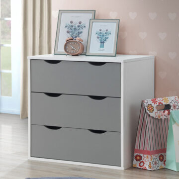Trent 3 Drawer Chest | White & Grey | Self Assembly