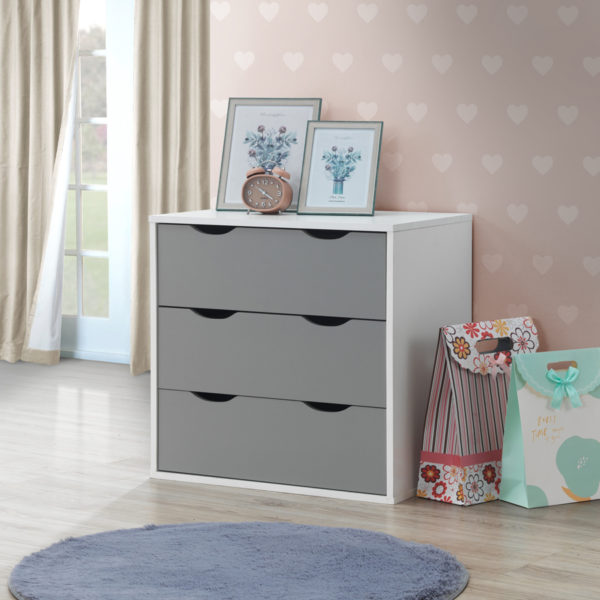 Trent 3 Drawer Chest | White & Grey | Self Assembly