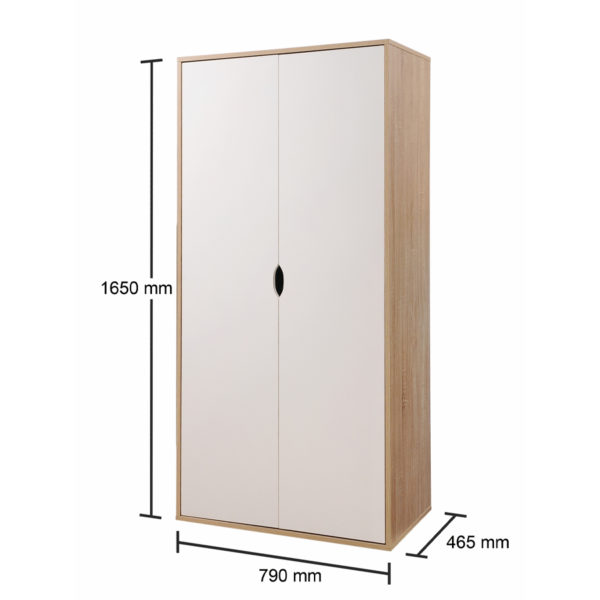 Trent 2 Door Wardrobe | Sonoma Oak & White | Self Assembly