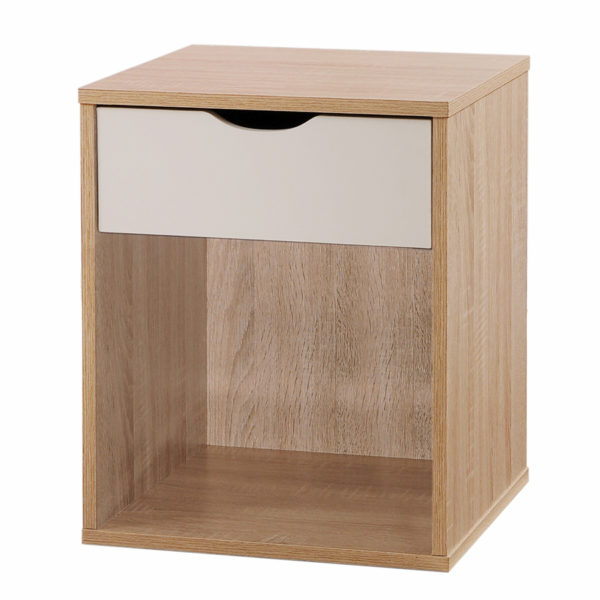 Trent Nightstand with 1 Drawer | Sonoma Oak & White | Bedside Table | Self Assembly