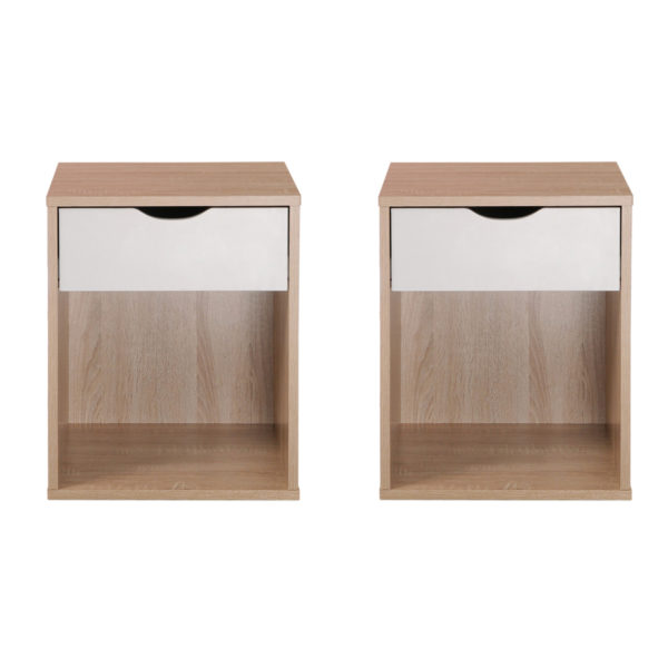 Trent Nightstand with 1 Drawer | Sonoma Oak & White | Bedside Table | Self Assembly