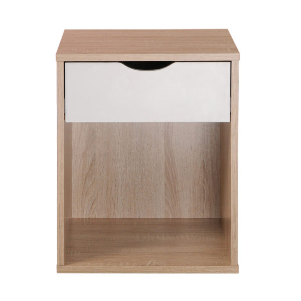Trent Nightstand with 1 Drawer | Sonoma Oak & White | Bedside Table | Self Assembly