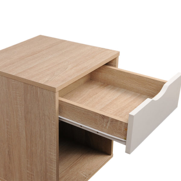 Trent Nightstand with 1 Drawer | Sonoma Oak & White | Bedside Table | Self Assembly