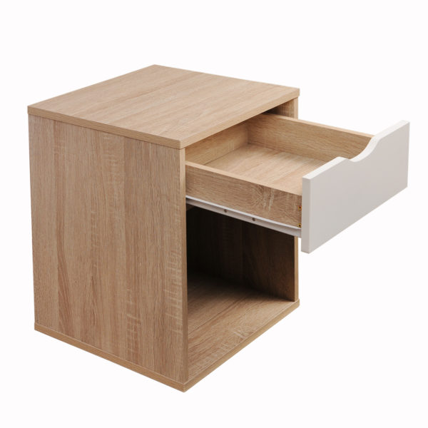 Trent Nightstand with 1 Drawer | Sonoma Oak & White | Bedside Table | Self Assembly