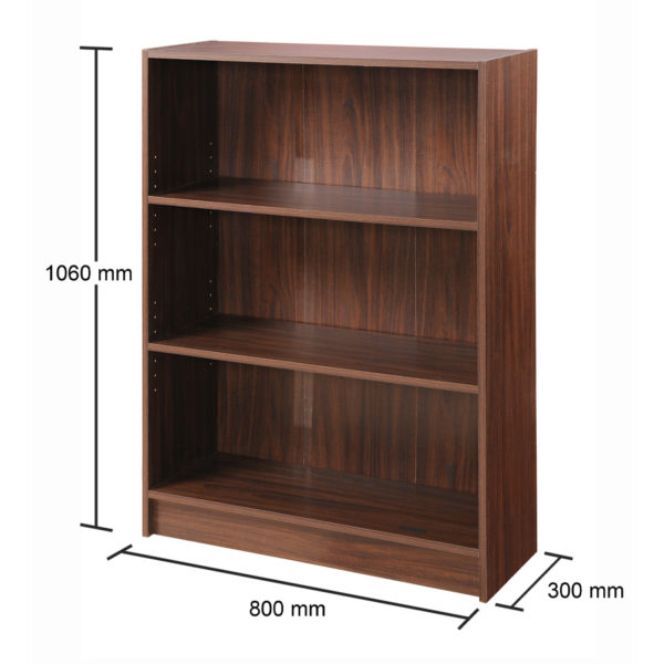 Colbrook Walnut Low Wide Bookcase | Walnut | Self Assembly