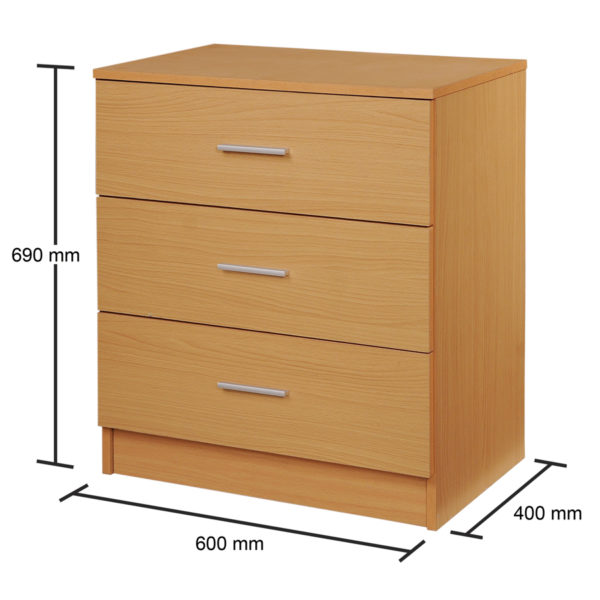 Shevington 3 Drawer Chest | Beech | Self Assembly