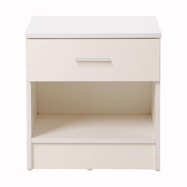 Shevington Nightstand with 1 Drawer | White | Bedside Table | Self Assembly
