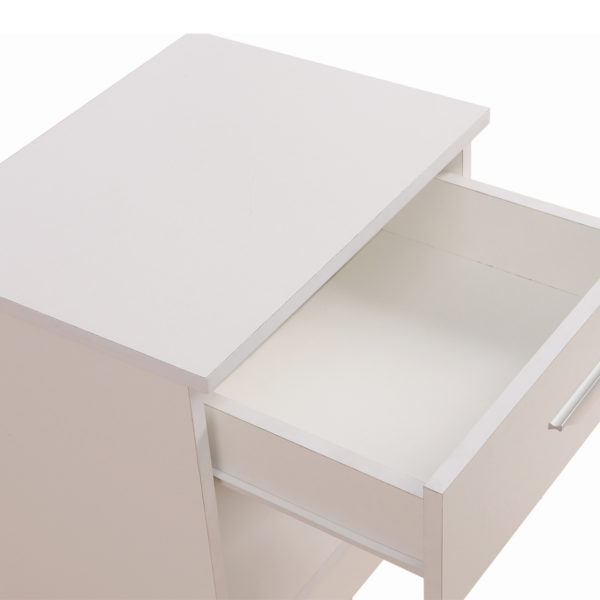 Shevington Nightstand with 1 Drawer | White | Bedside Table | Self Assembly