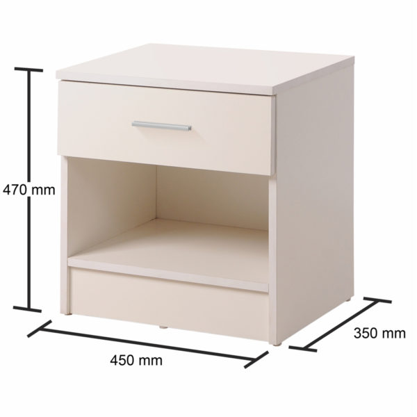 Shevington Nightstand with 1 Drawer | White | Bedside Table | Self Assembly
