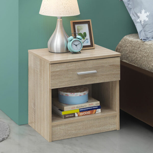 Shevington Nightstand with 1 Drawer | Sonoma Oak | Bedside Table | Self Assembly