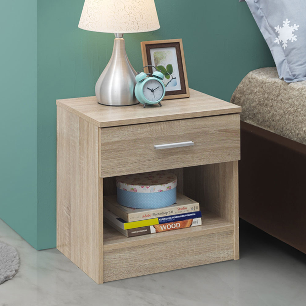 Shevington Nightstand with 1 Drawer Sonoma Oak Self Assembly Oak World