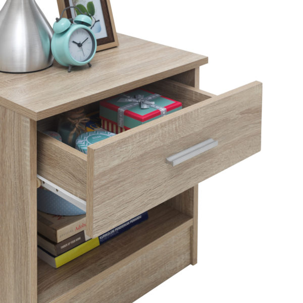 Shevington Nightstand with 1 Drawer | Sonoma Oak | Bedside Table | Self Assembly