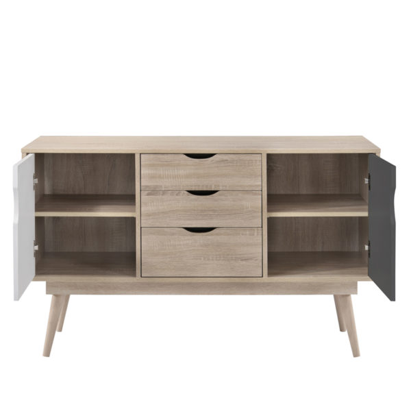 Halifax Sideboard with 2 Doors & 3 Drawers | Sonoma Oak & Dark Grey | Self Assembly