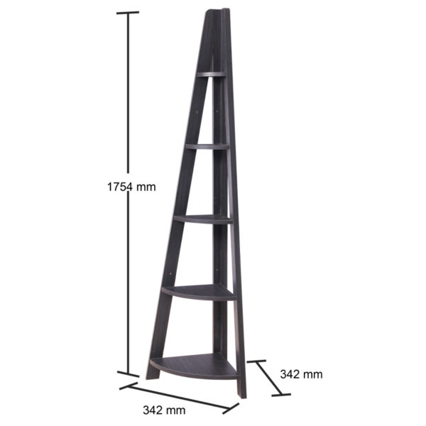 Orrell Corner Ladder Bookcase | Black | Self Assembly