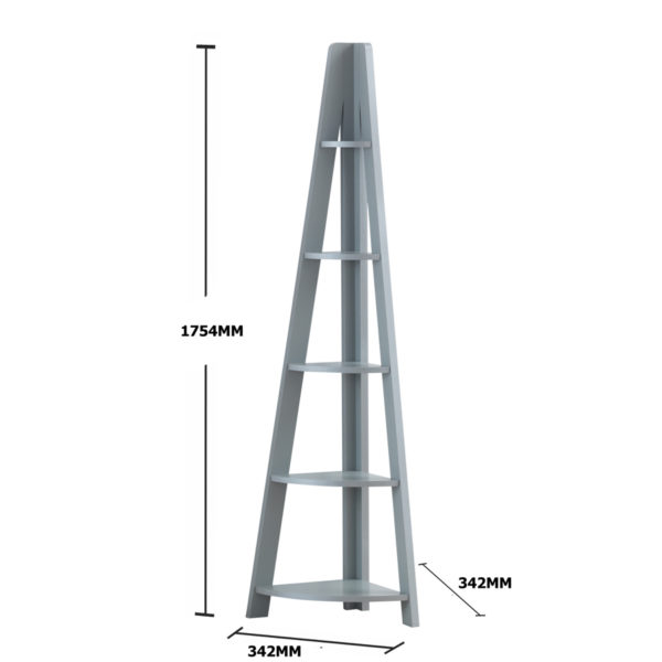 Orrell Corner Ladder Bookcase | Grey | Self Assembly