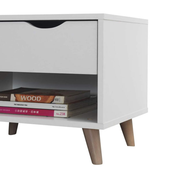 Pemberton Nightstand with 1 Drawer | White | Bedside Table | Self Assembly