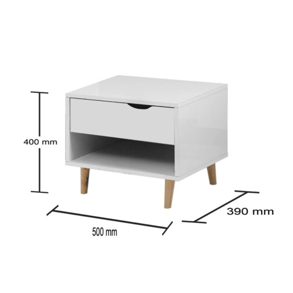 Pemberton Nightstand with 1 Drawer | White | Bedside Table | Self Assembly