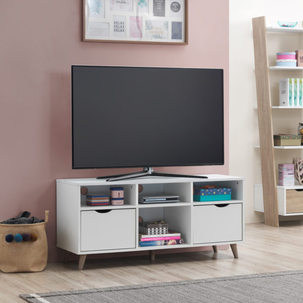 Pemberton TV Cabinet with 2 Drawers | White | Self Assembly