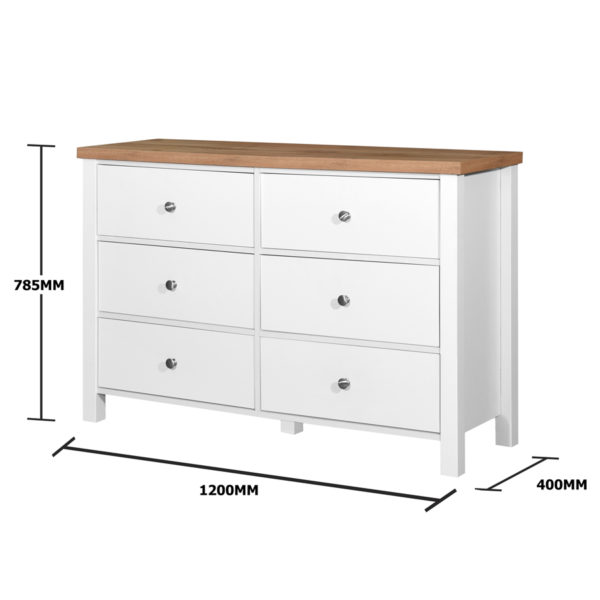Glastonbury 6 Drawer Chest | White | Self Assembly