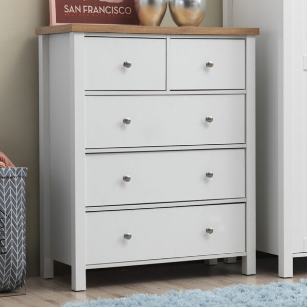 Glastonbury 2+3 Drawer Chest | White | Self Assembly