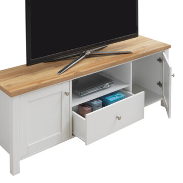Glastonbury White 2 Door 1 Drawer TV Cabinet 150cm