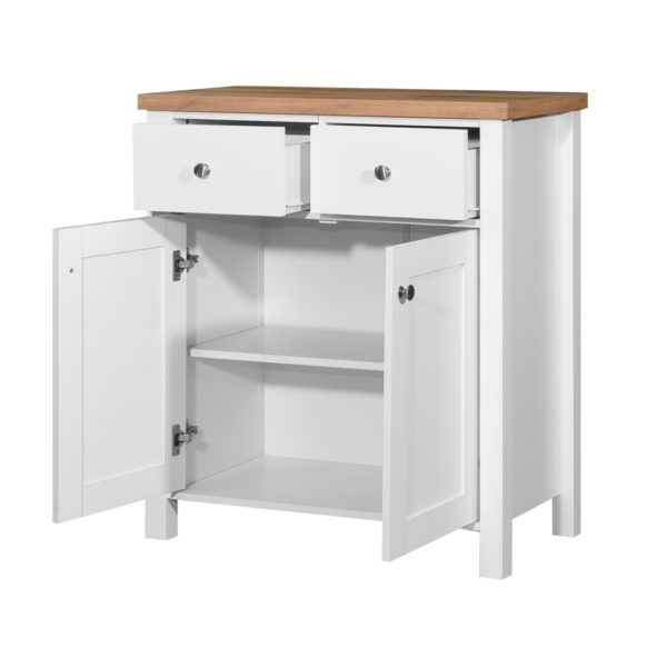 Glastonbury Compact Sideboard 2 Doors & 2 Drawers | White | Self Assembly