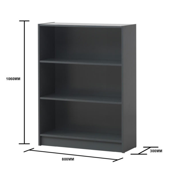Colbrook Grey Low Wide Bookcase | Dark Grey | Self Assembly
