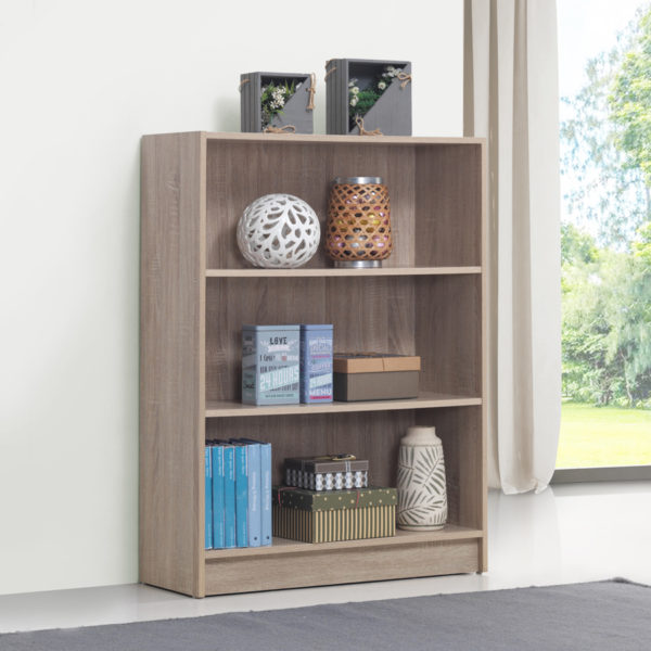 Colbrook Oak Low Wide Bookcase | Light Oak | Self Assembly