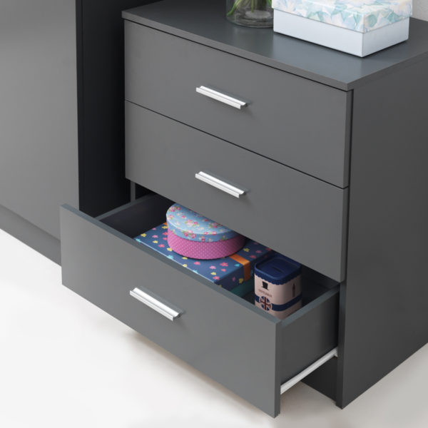 Shevington 3 Drawer Chest | Dark Grey | Self Assembly