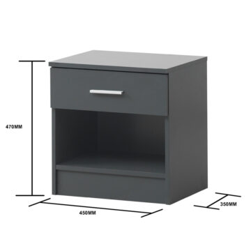 Shevington Dark Grey 1 Drawer Nightstand