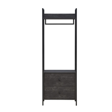 Mersey Black Open Wardrobe with Drawers