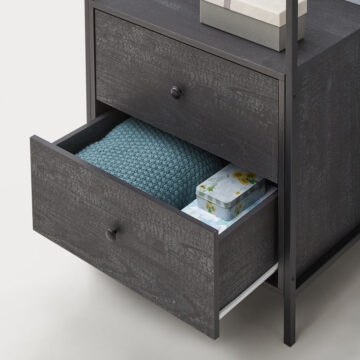 Mersey Black Open Wardrobe with Drawers
