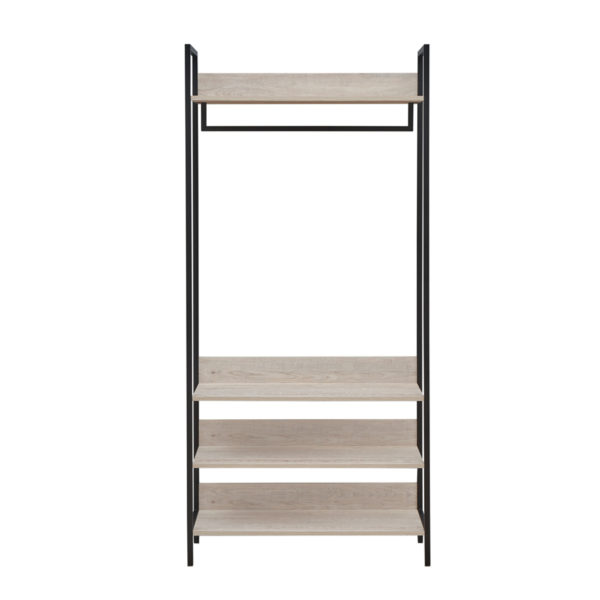 Mersey Open Wardrobe with 4 Shelves | Ash Oak | Self Assembly