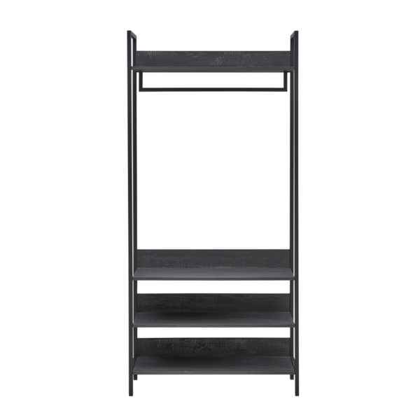 Mersey Open Wardrobe with 4 Shelves | Black | Self Assembly